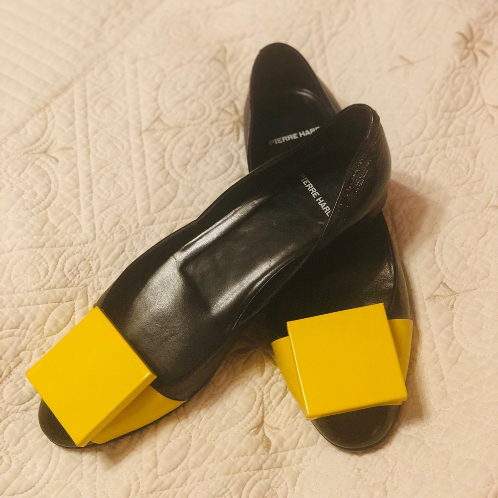 Pierre Hardy Patent ballet flats yellow buckle